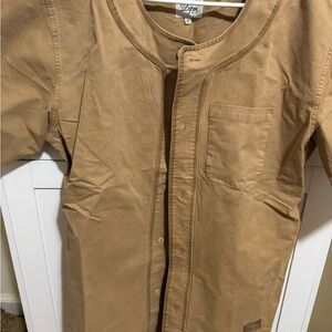 Mens XL button up beige colored Baseball jersey style shirt